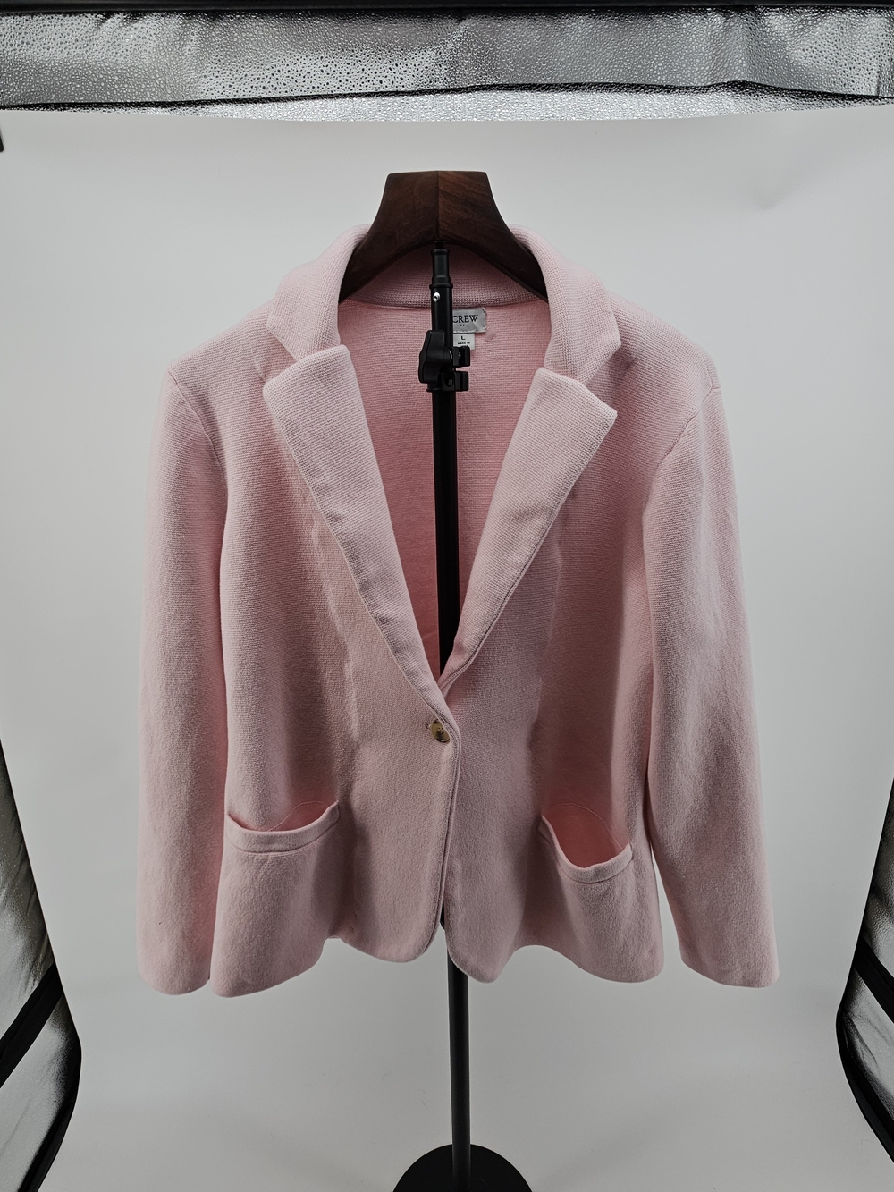 J Crew Pink Women's Blazer  Classic Single-Button Luxury Sweater Jacket L